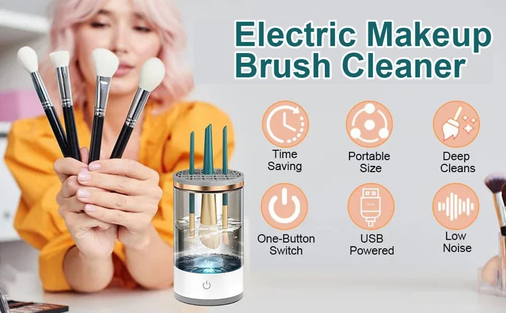 Elektrischer Make-up-Pinselreiniger, wiederaufladbares Make-up-Pinsel-Reinigungswerkzeug, automatisches Make-up-Pinsel-Reinigungsständergerät