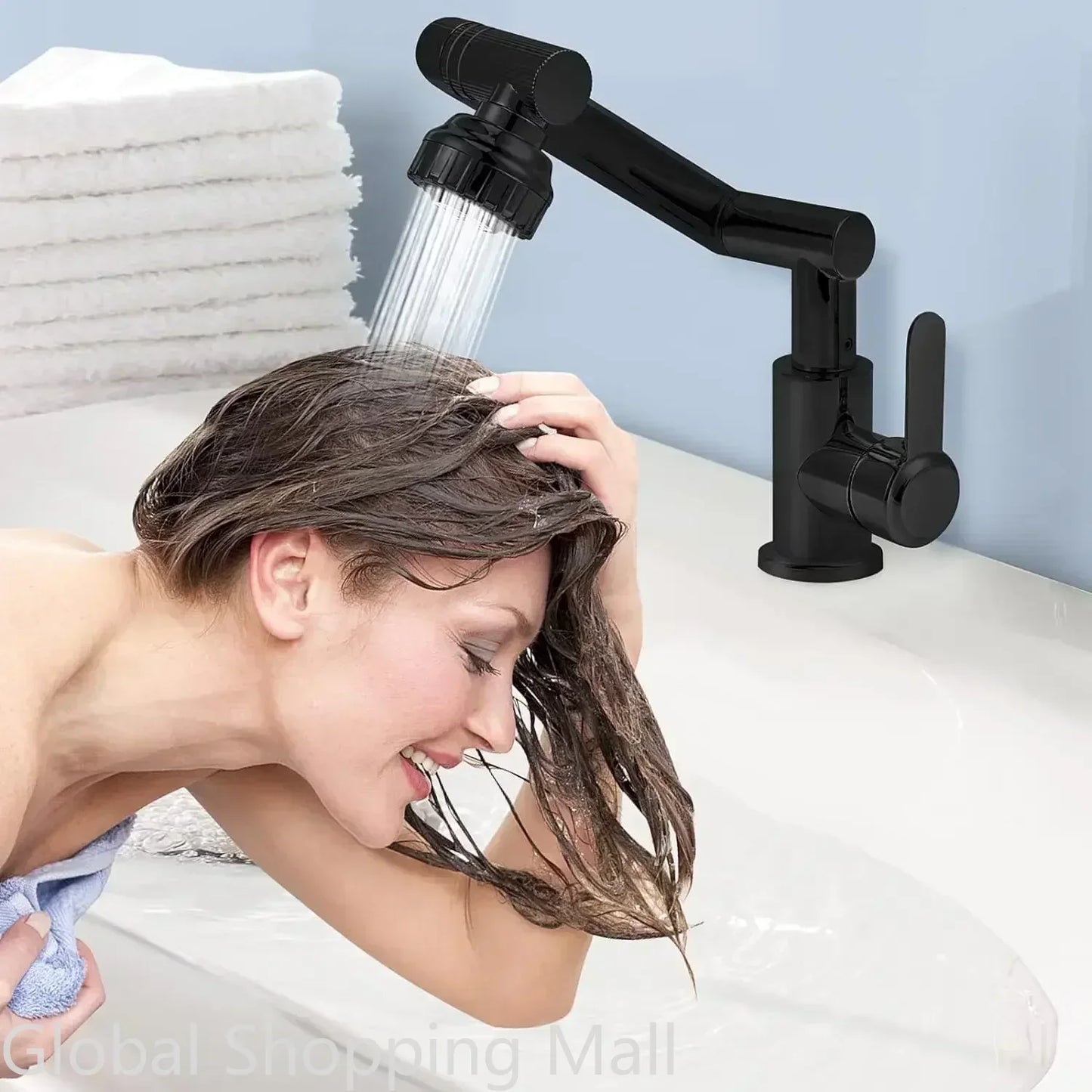 1080 Swivel Faucet for Bathroom Sink Big Angle Rotate Spray Water Tap Single Handle Vanity Faucet Matte Black Kitchen Faucet