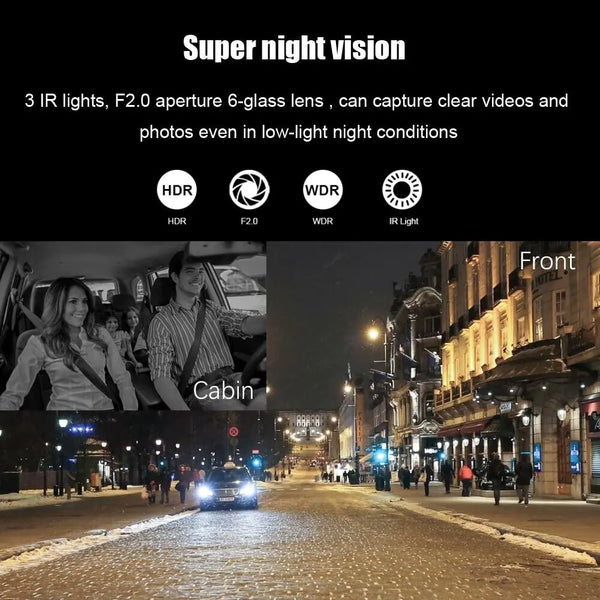 Car DVR dash cam interior cabin lens close-up detail
