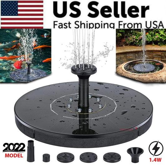 Solar Power Bird Bath Fountain Pump Upgrade 1.4W Solar Fountain With 4 Nozzle