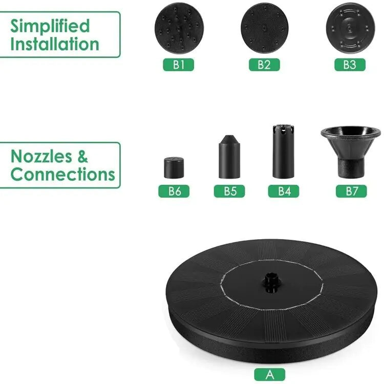 Solar Power Bird Bath Fountain Pump Upgrade 1,4W Ηλιακό συντριβάνι με 4 ακροφύσια