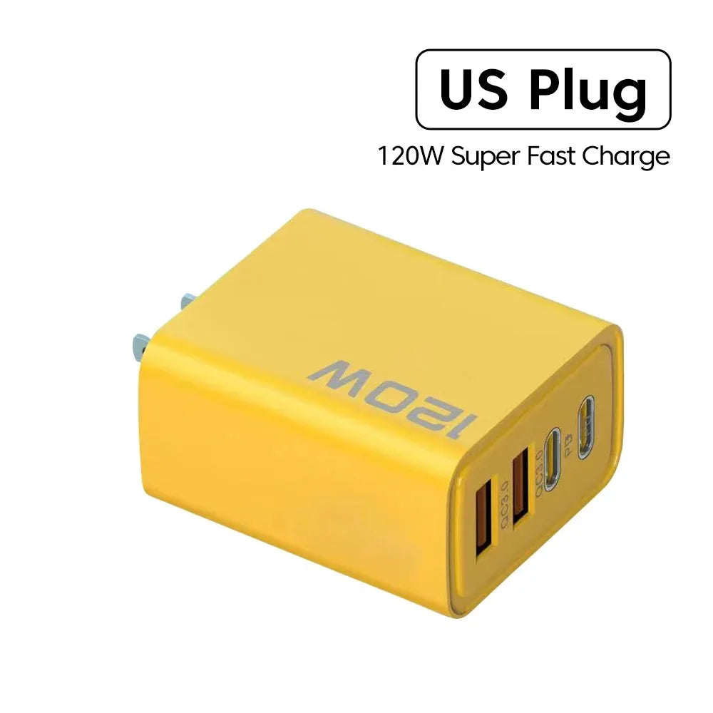 120W USB Type C Charger Fast Charging QC 3.0 Quick Charge for iPhone Samsung Xiaomi EU US Plug Mobile Phone Wall Charger Adapter