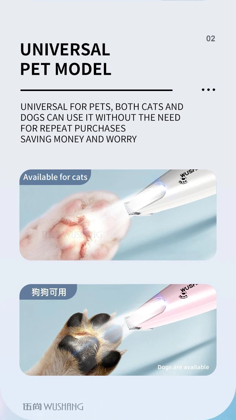Pet Dog Electric Groomer Trimmer with LED Light