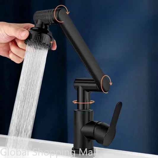 1080 Swivel Faucet  for Bathroom Sink Big Angle Rotate Spray Water Tap Single Handle Vanity Faucet Matte Black Kitchen Faucet