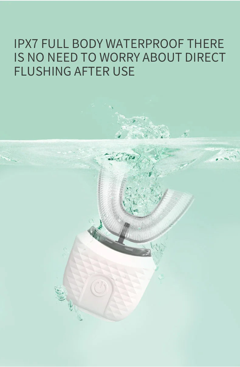Automatic Electric Toothbrush U-Shape 360° | Hands-Free Sonic Whitening Toothbrush with Blue Light