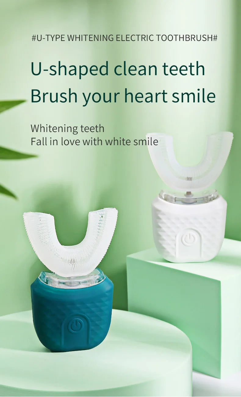 Automatic Electric Toothbrush U-Shape 360° | Hands-Free Sonic Whitening Toothbrush with Blue Light