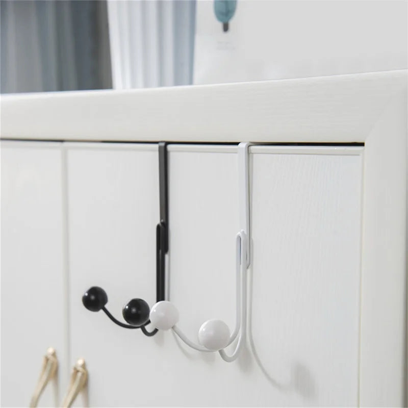 Double Hanger Hooks Over The Door Free Punching For Hanging Hats Bags Holder Tie Scarf Key Hook Clothes Coats Rack Towel Shelf