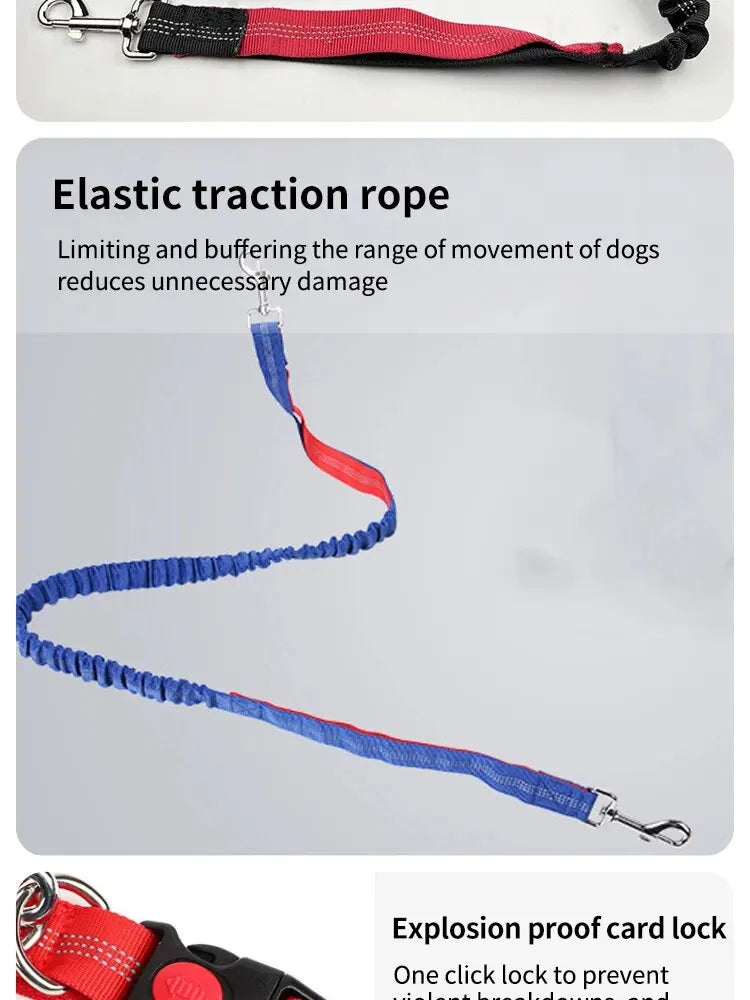 Pet Leash Multifunctional Dog Walking Leash Stretchable Elastic Explosion-Proof Punch Outdoor Running Dog Walking Leash