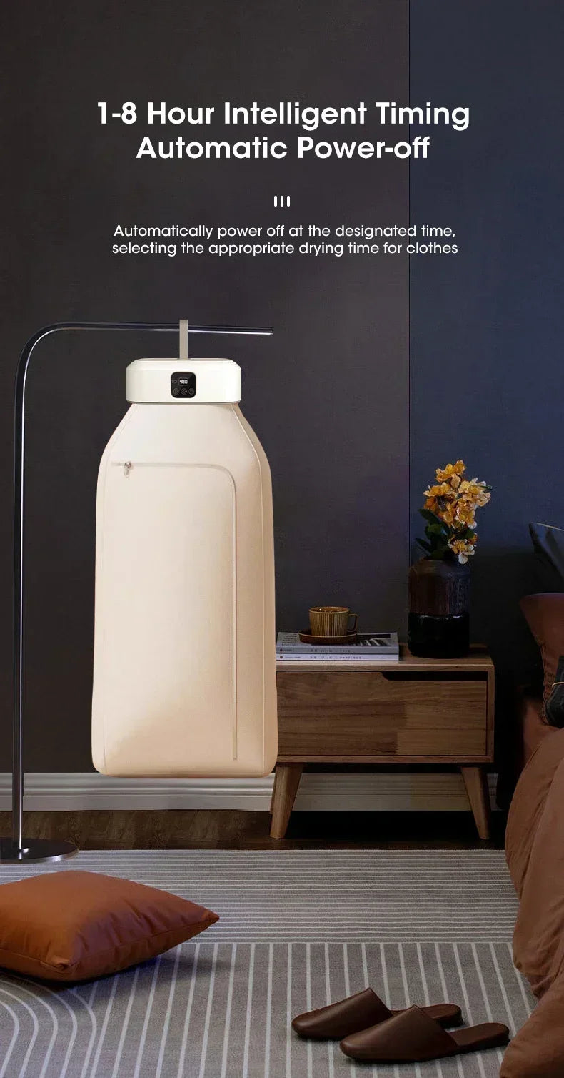 Mini Portable Dryer /Foldable Electric Dryer /Intelligent Timed Fast Drying Household Cabinet with Drying Bag Compact Travel Style