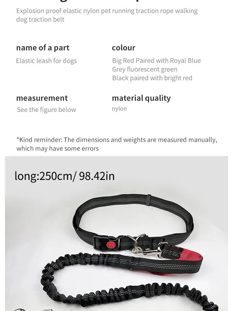 Pet Leash Multifunctional Dog Walking Leash Stretchable Elastic Explosion-Proof Punch Outdoor Running Dog Walking Leash