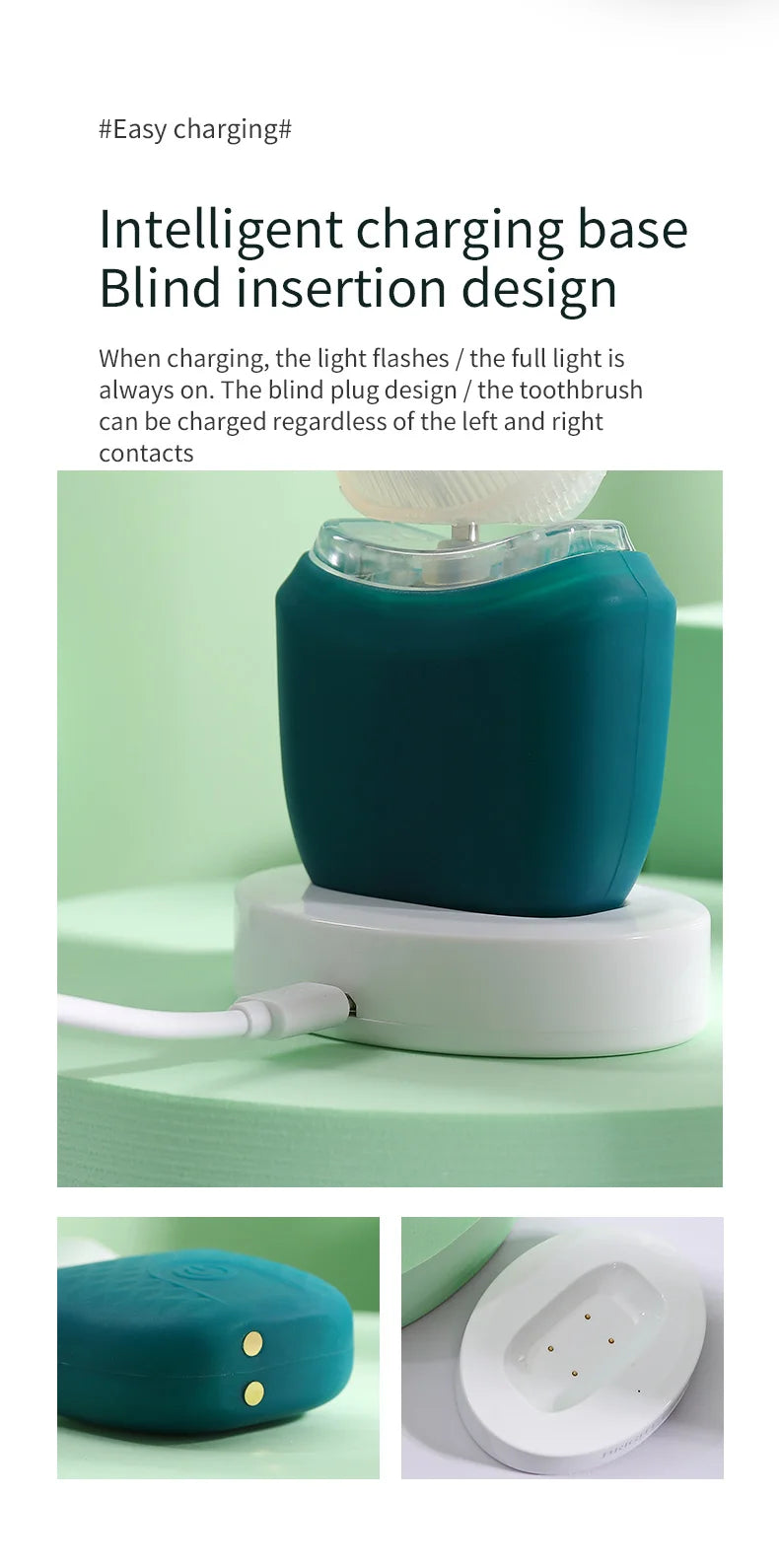 Automatic Electric Toothbrush U-Shape 360° | Hands-Free Sonic Whitening Toothbrush with Blue Light