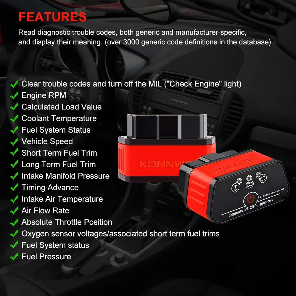 ELM327 OBD2 Bluetooth Car Scanner Vgate ICar2 V1.5 Car Diagnostic Tool for Android/PC/IOS Code Reader Car Repair