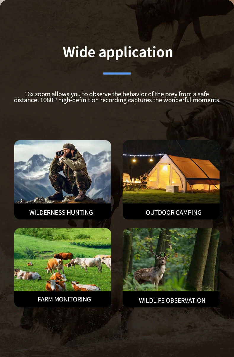 HD Infrared Night Vision Trail Camera 2.0inch TFT Display 1920x1080P IP66 Waterproof Outdoor Wildlife Hunting Camera