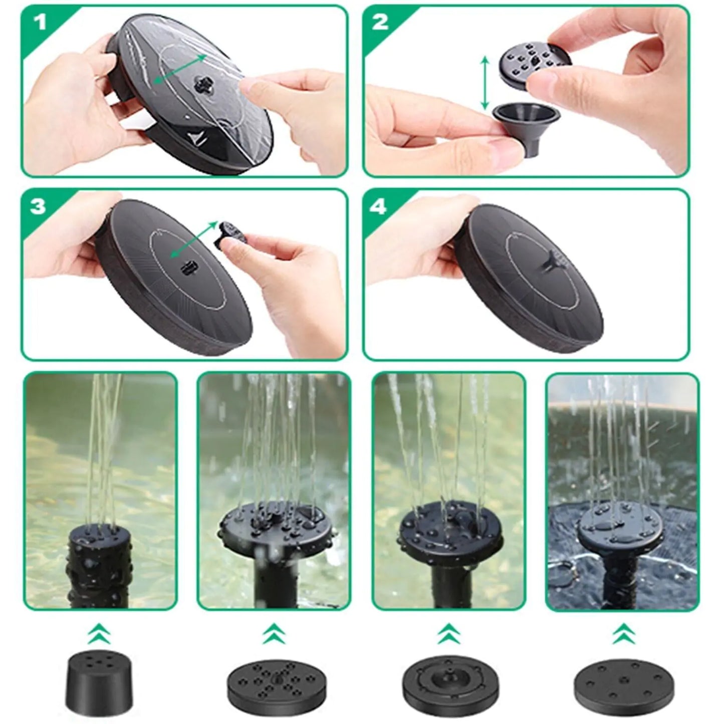 Solar Power Bird Bath Fountain Pump Upgrade 1,4W Ηλιακό συντριβάνι με 4 ακροφύσια